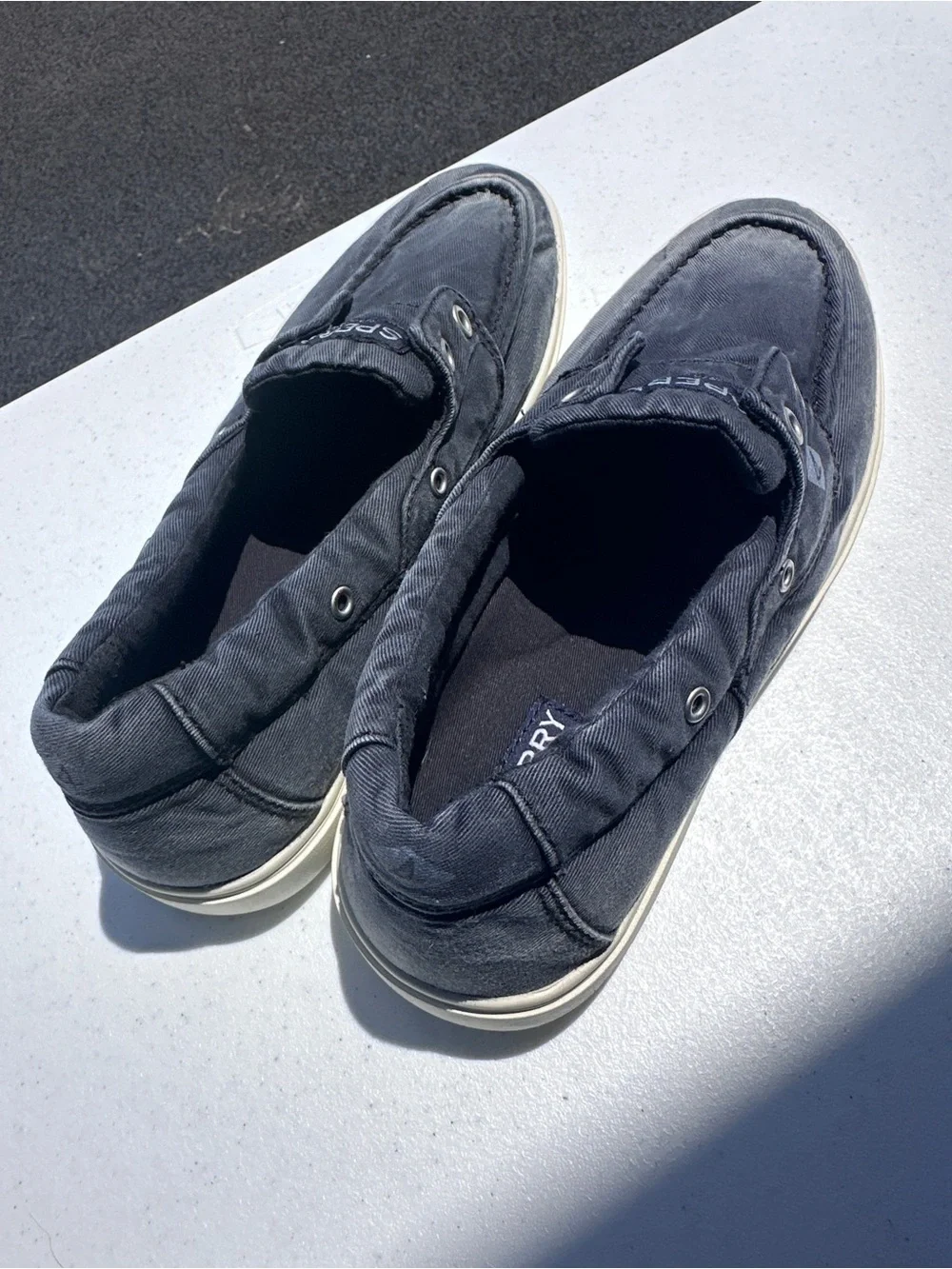 Sperry Men’s Faded Black Canvas Slip-On Boat Shoes *NWOT*